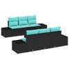 vidaXL Ensemble de canap&eacute; de jardin 8 pc Noir et turquoise polyrotin