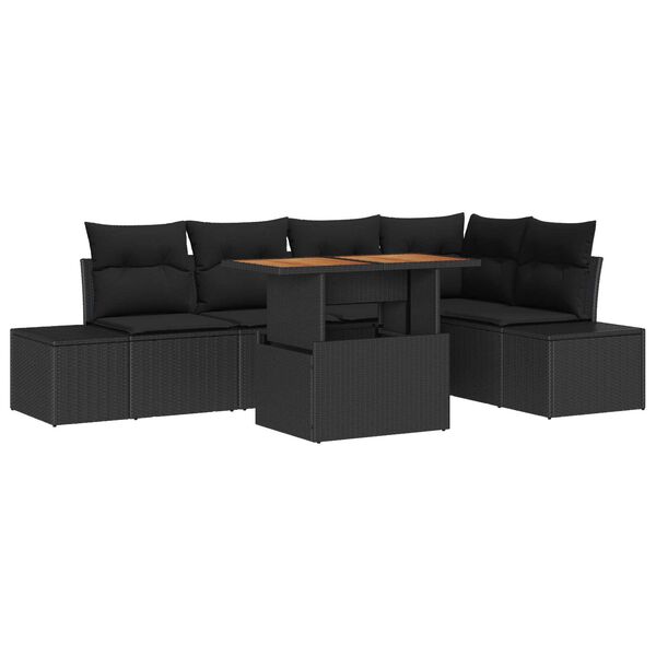 vidaXL Ensemble de canap&eacute; de jardin 6 pcs Noir Poly rotin