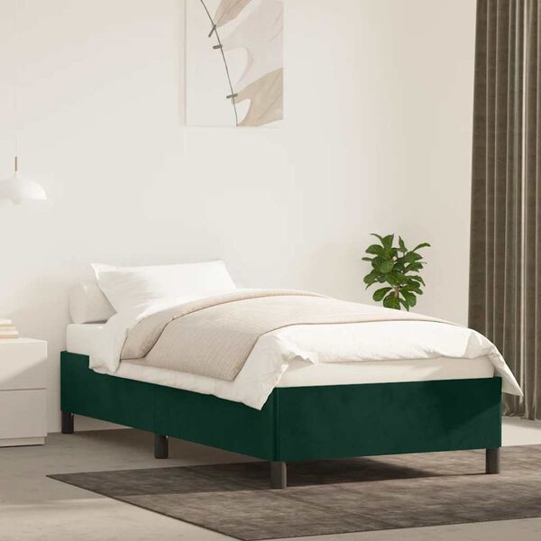 vidaXL Cadre de lit sans matelas vert fonc&eacute; 90x190 cm velours