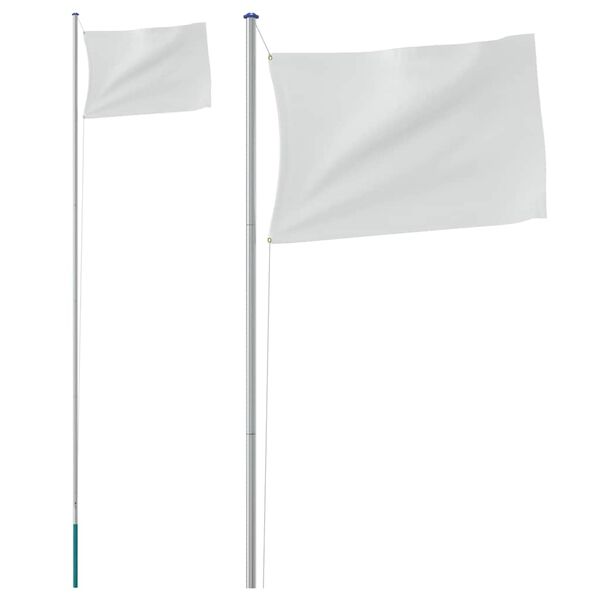 vidaXL M&acirc;t de drapeau sectionnel Argent&eacute; 6,08 m Aluminium
