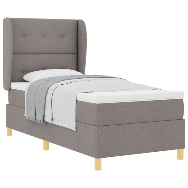 vidaXL Lit &agrave; ressorts avec matelas gris fonc&eacute; 90x190 cm Taupe tissu