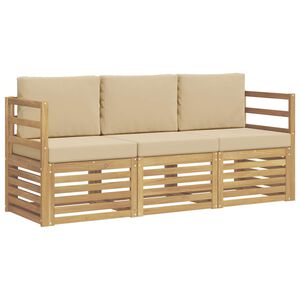 vidaXL Ensembles de canap&eacute;s 3 pc Blanc et Beige Polyester