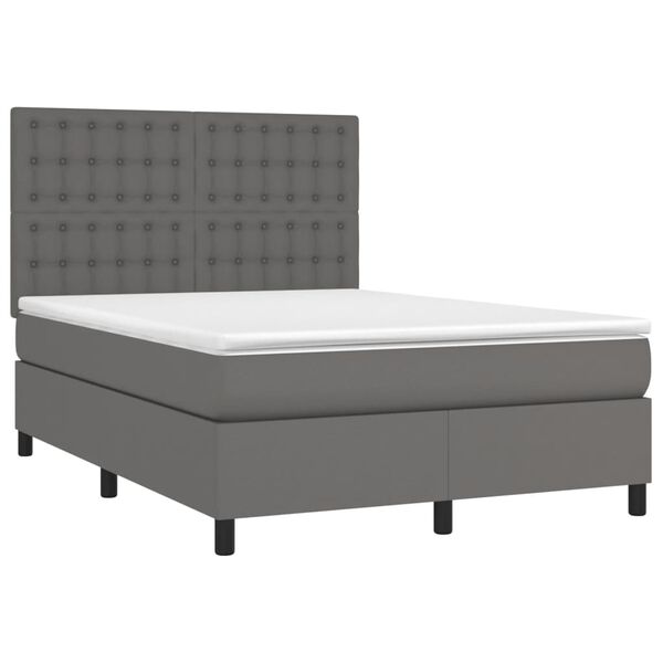 vidaXL Sommier &agrave; lattes de lit avec matelas Gris 140x200 cm Similicuir
