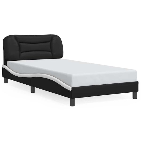 vidaXL Cadre de lit sans matelas Hvar noir et blanc 100x200 cm similicuir