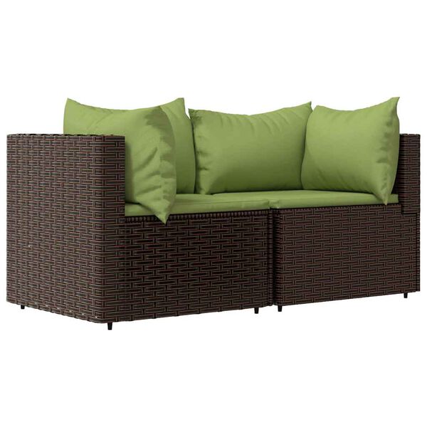 vidaXL Salon de jardin 3 pcs avec coussins marron résine tressée