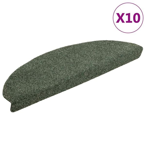 vidaXL Tapis d'escalier autocollants 10 pièces 65 x 21 x 4 cm Vert Demi-rond Grand