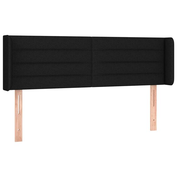 vidaXL T&ecirc;te de lit avec oreilles Noir 147x16x78/88 cm Tissu