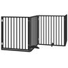 vidaXL Barri&egrave;re pour chien porte pliable 10panneaux noir bois peuplier