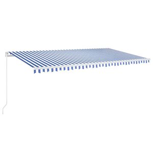 vidaXL Auvent manuel r&eacute;tractable avec LED 600x350 cm Bleu et blanc