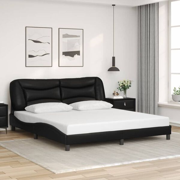 vidaXL Cadre de lit avec LED sans matelas Hvar noir 180x200 cm