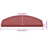 vidaXL Tapis d'escalier 30 pi&egrave;ces 65 x 24 x 4 cm Bordeaux Demi-rond Grand