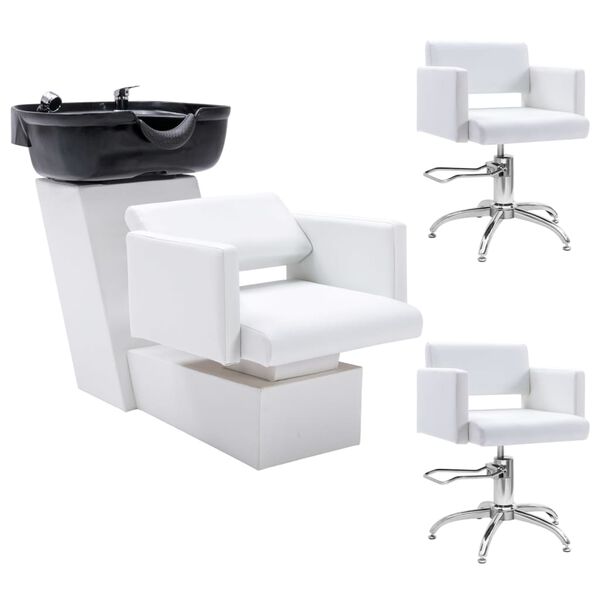 vidaXL Unit&eacute; de rin&ccedil;age de shampoing avec chaises de salon Similicuir