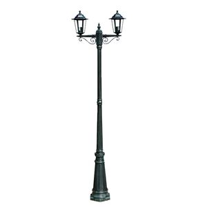 vidaXL Lampadaire de jardin 2 bras 215 cm Vert fonc&eacute;/Noir Aluminium
