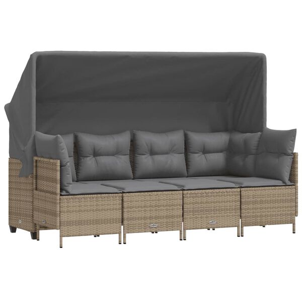 vidaXL Salon de jardin avec coussins 5 pcs beige r&eacute;sine tress&eacute;e