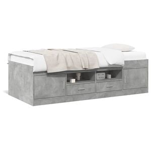 vidaXL Lit de jour avec tiroirs sans matelas gris b&eacute;ton 100x200 cm