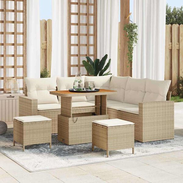 vidaXL Ensemble de canap&eacute; de jardin 9 pcs Beige et cr&egrave;me polyrotin