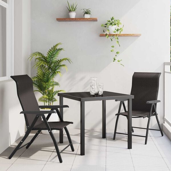 vidaXL Ensemble de salle à manger pour jardin 3 pcs Noir café
