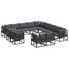 vidaXL Ensemble de canapé de jardin avec coussin 13 pcs Noir Aluminium