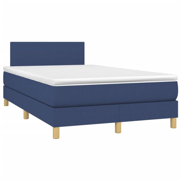 vidaXL Sommier &agrave; lattes de lit matelas et LED bleu 120x190 cm tissu