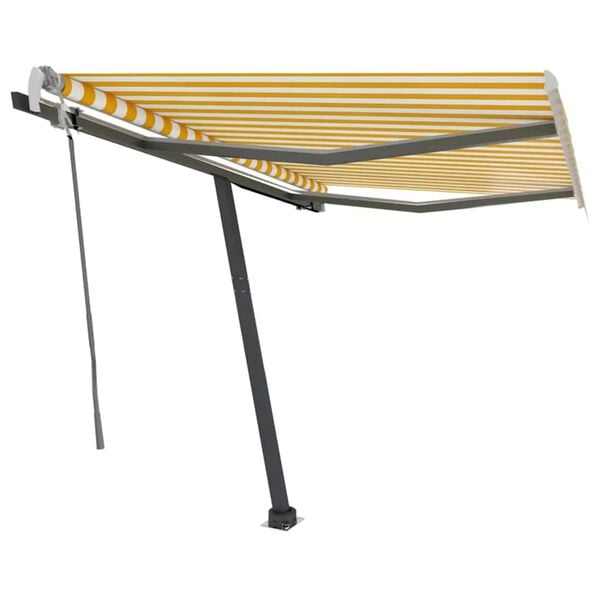 vidaXL Auvent manuel r&eacute;tractable avec LED 300x250 cm Jaune et blanc
