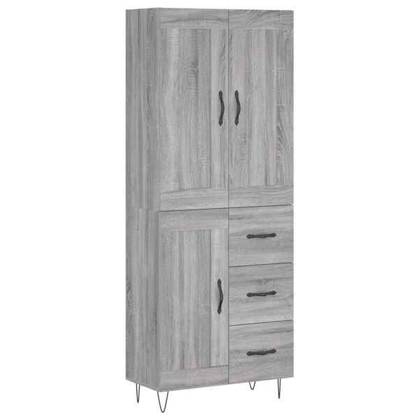 vidaXL Buffet haut Sonoma gris 69,5x34x180 cm Bois d'ing&eacute;nierie