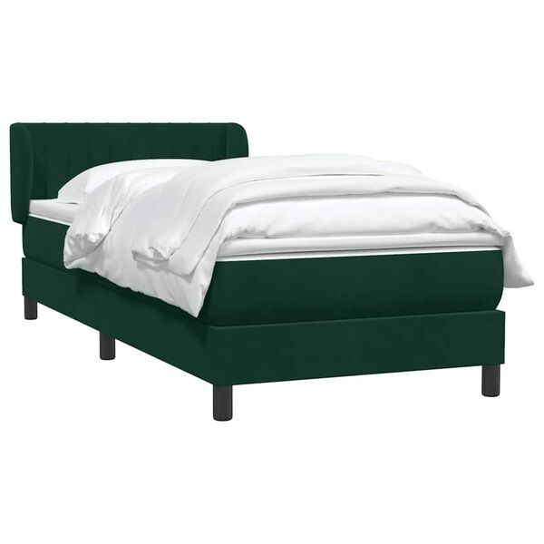 vidaXL Sommier &agrave; lattes de lit et matelas vert fonc&eacute; 90x210 cm velours