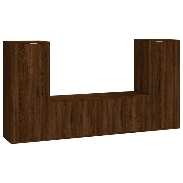 vidaXL Ensemble de meubles TV 4 pcs Ch&ecirc;ne marron Bois d'ing&eacute;nierie