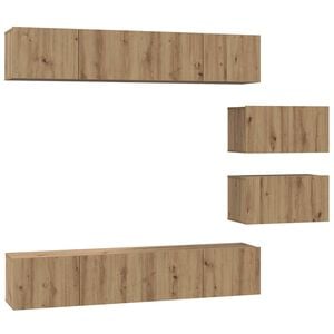 vidaXL Ensemble meuble TV 6 pc Ch&ecirc;ne artisanal Bois d'ing&eacute;nierie
