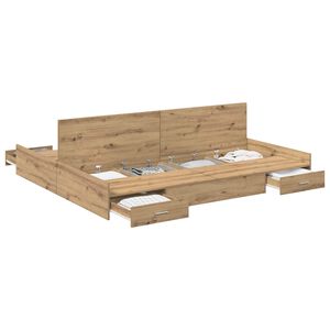 vidaXL Cadre de lit avec rangement Ch&ecirc;ne artisanal 200 x 200 cm