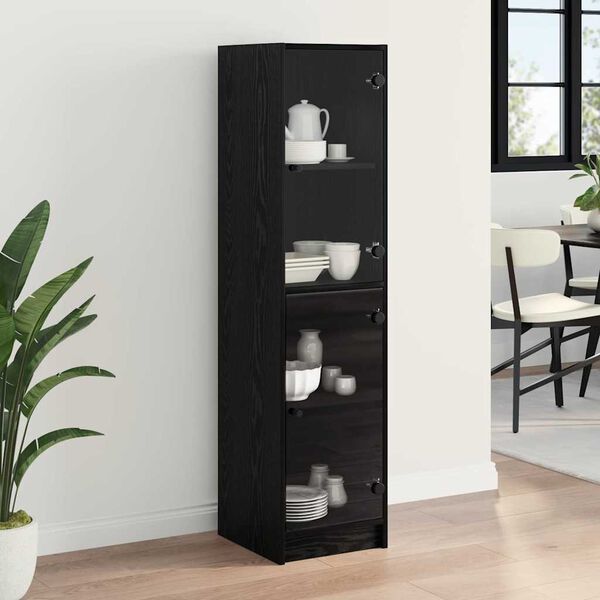 vidaXL Haut Armoire Ch&ecirc;ne noir 35 x 37 x 142 cm Bois d'ing&eacute;nierie