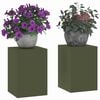 vidaXL Support de Plante 2 pcs Vert olive 24 x 24 x 35 cm Acier