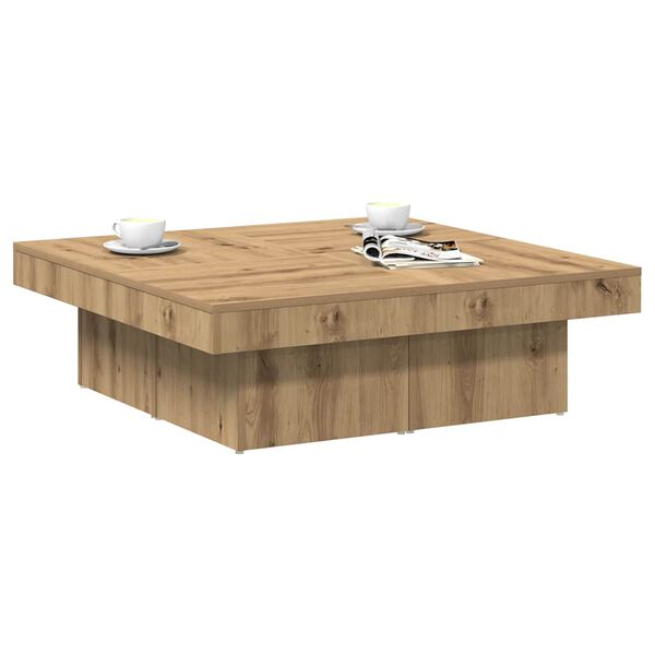 vidaXL Table basse chêne artisanal 90x90x28 cm bois d'ingénierie