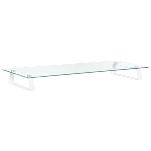vidaXL Support de moniteur blanc 80x35x8 cm verre tremp&eacute; et m&eacute;tal