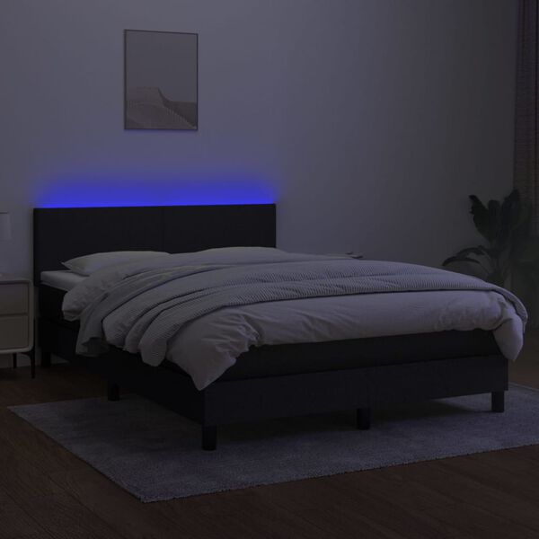 vidaXL Sommier &agrave; lattes de lit avec matelas LED Noir 140x190 cm Tissu