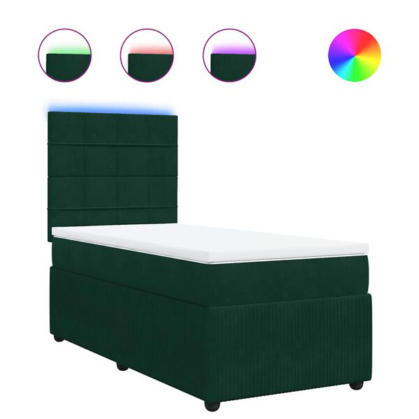 vidaXL Sommier &agrave; lattes de lit et matelas Vert fonc&eacute; 80x200 cm Velours