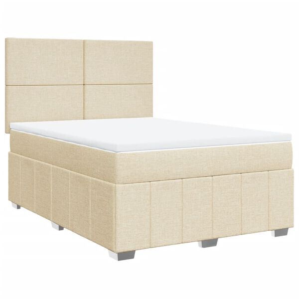 vidaXL Sommier &agrave; lattes de lit avec matelas Cr&egrave;me 160x200 cm Tissu