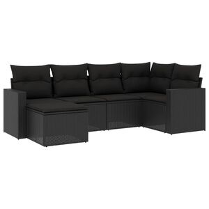 vidaXL Salon de jardin 6 pcs avec coussins noir r&eacute;sine tress&eacute;e