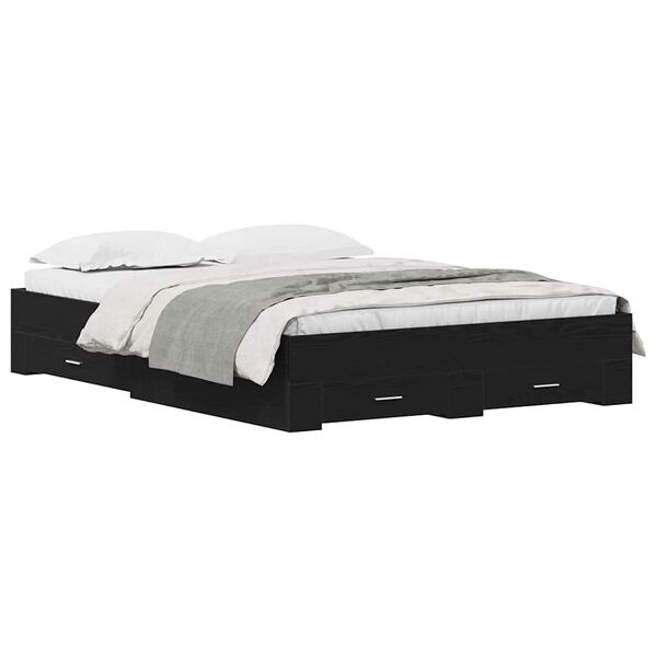 vidaXL Cadre de lit Chêne noir 135 x 190 cm Bois d'ingénierie