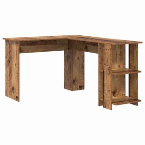 vidaXL Bureau d'angle avec &eacute;tag&egrave;re Bois Ancien 140 x 113,5 x 75 cm