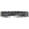 vidaXL Salon de jardin 12 pcs avec coussins R&eacute;sine tress&eacute;e Gris