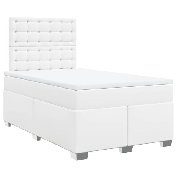 vidaXL Sommier &agrave; lattes de lit avec matelas Blanc 120x200cm Similicuir