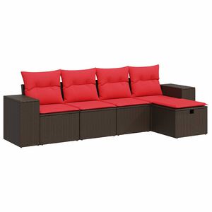 vidaXL Salon de jardin avec coussins 5 pcs marron r&eacute;sine tress&eacute;e