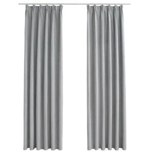 vidaXL Rideaux occultants avec crochets 2 pcs Gris 140x175 cm