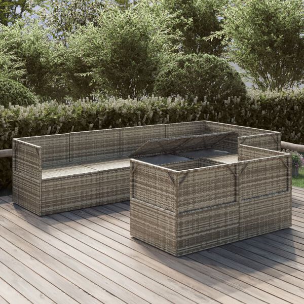 vidaXL Salon de jardin 7 pcs avec coussins Gris R&eacute;sine tress&eacute;e
