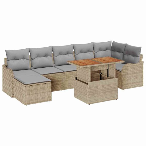 vidaXL Ensemble de canap&eacute; de jardin 8 pcs beige et gris clair