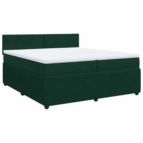 vidaXL Sommier &agrave; lattes de lit et matelas Vert fonc&eacute; 200x200cm Velours