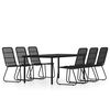 vidaXL Ensemble &agrave; manger de jardin 7 pcs Noir