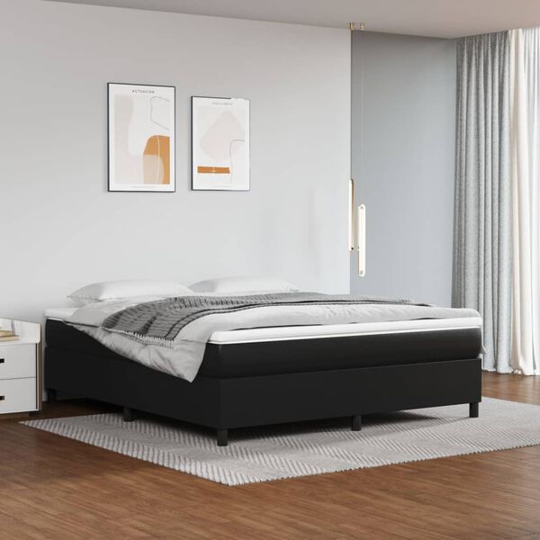 vidaXL Sommier &agrave; lattes de lit avec matelas Noir 180x200 cm Similicuir