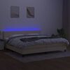 vidaXL Sommier &agrave; lattes de lit et matelas et LED Cr&egrave;me 200x200cm Tissu