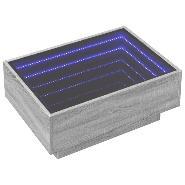 vidaXL Table basse avec LED sonoma gris 70x50x30 cm bois d'ing&eacute;nierie